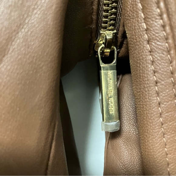 Michael Kors Biker 2 in 1 convertible vest brown leather jacket gold hardware - Picture 7 of 15